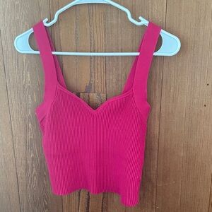 Abercrombie & Fitch Vibrant Berry Ribbed Ottoman Sweetheart Sweater Top